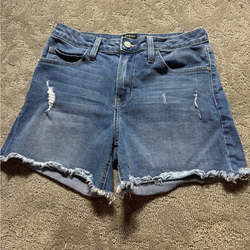 Just Black Distressed Blue Jean Shorts
